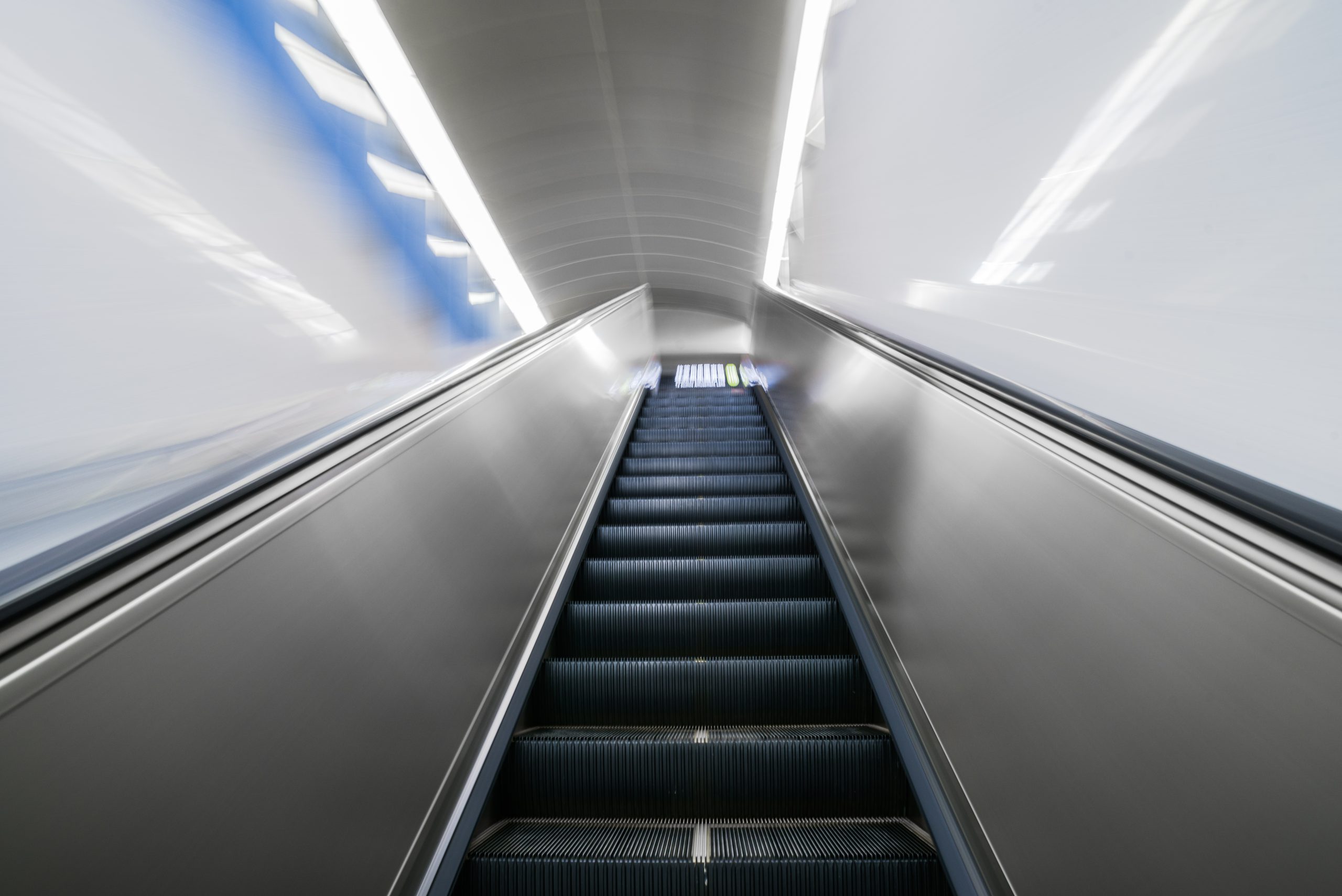 Escalator in an underground station,Shanghai,China.